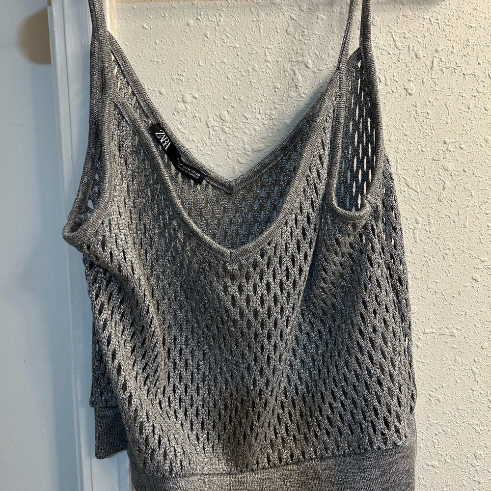 Zara Charcoal Mesh Knit Tank